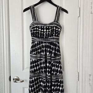 Nine West Black and White Patterned Midi Dress